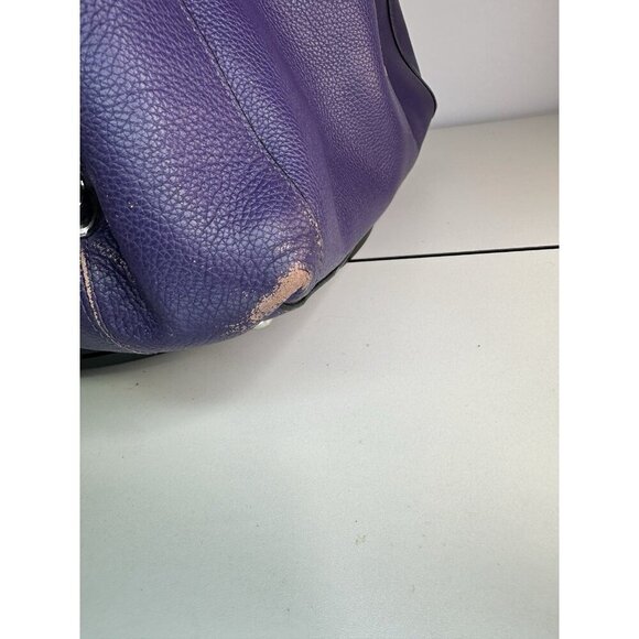 Vtg Coach Turnlock Edie Dark Purple Pebble Leather Shoulder Bag - Picture 5 of 16
